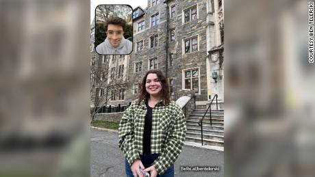Ben Telerski e Alexandra Henn in una foto dalla sua app BeReal.  L'app scatta una doppia foto che mostra all'utente un selfie e ciò che ha di fronte.