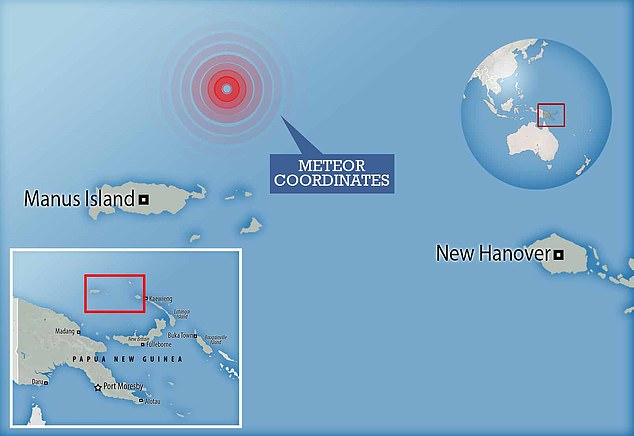 Secondo la NASA, l'8 gennaio 2014 una meteora ha illuminato il cielo vicino all'isola di Manus, in Papua Nuova Guinea, viaggiando a più di 100.000 miglia orarie.  Secondo gli scienziati, potrebbe aver piovuto nell'oceano con detriti interstellari