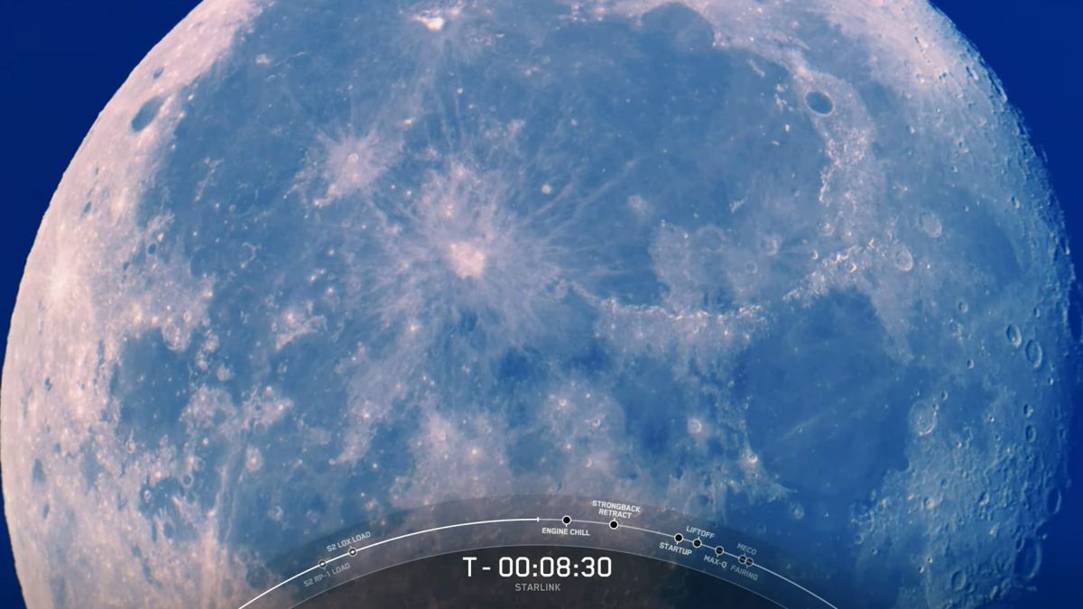 Immagini di lancio del satellite SpaceX Moon e Sunrise Starlink