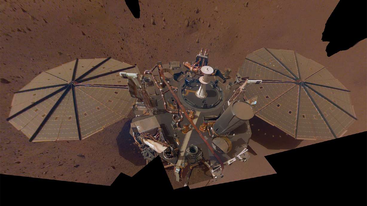 This is the last time we'll ever see a selfie from NASA's InSight lander on Mars. And judging by the amount of dust coating the lander's solar panels, it's easy to see why.