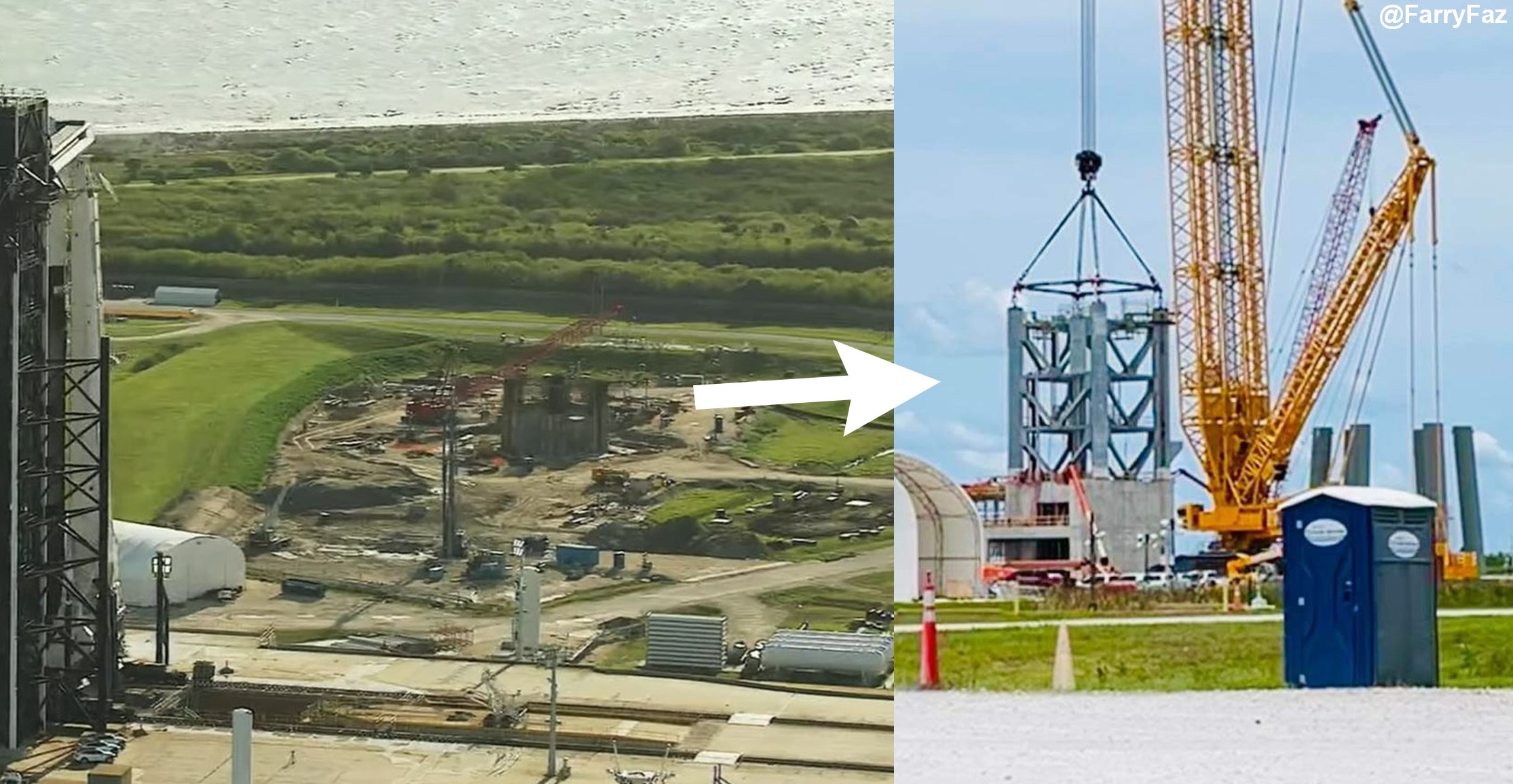 SpaceX inizia a impilare la torre di lancio della Florida Starship