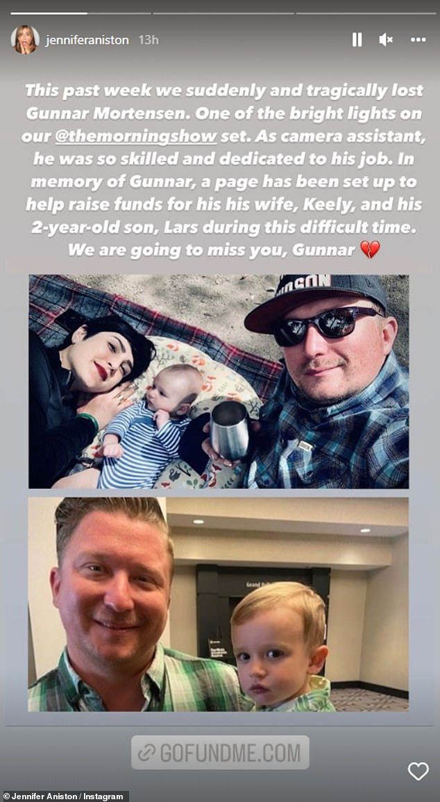 Perdita: giovedì l'attrice 53enne è andata su Instagram per rendere omaggio al suo defunto collega a cui sono sopravvissute sua moglie Kelly e il figlio di 2 anni Lars.