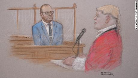 Il diagramma del tribunale mostra Kevin Spacey che partecipa a un'udienza a Londra il 14 luglio.