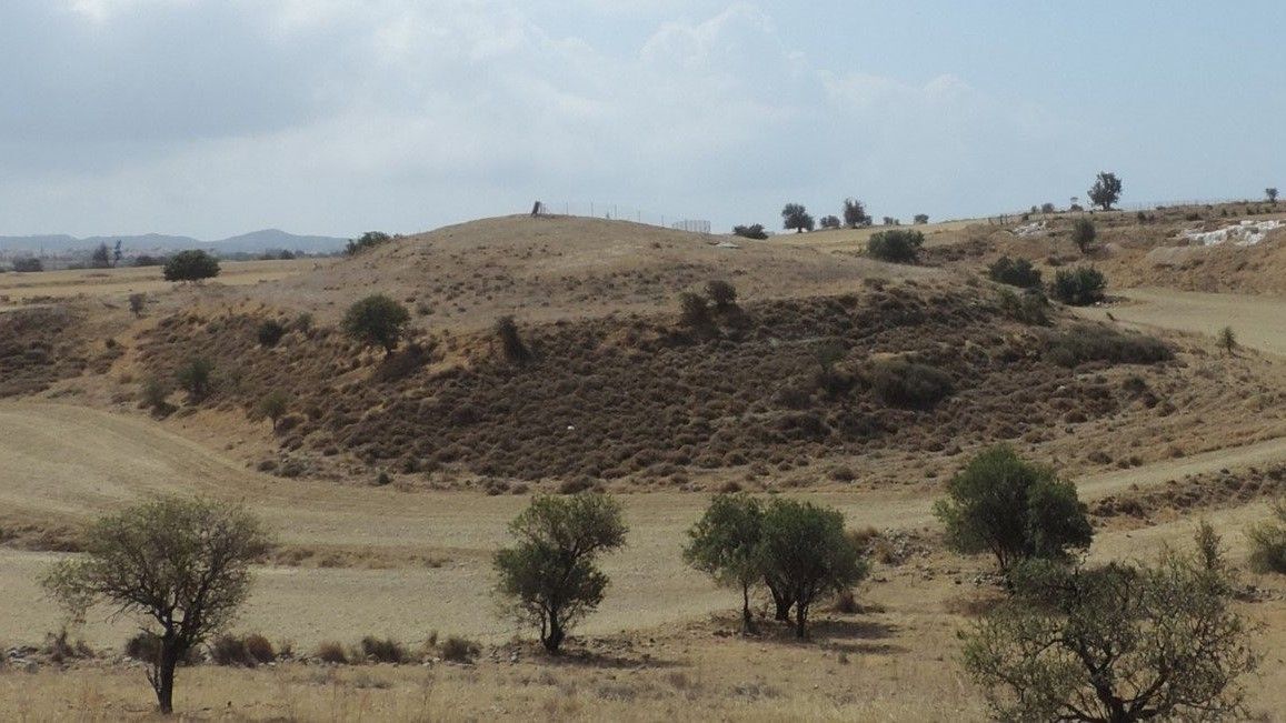 A view of the ancient burial mound in Cyprus.