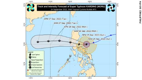 Traccia pronostica Super Typhoon Nuro. 