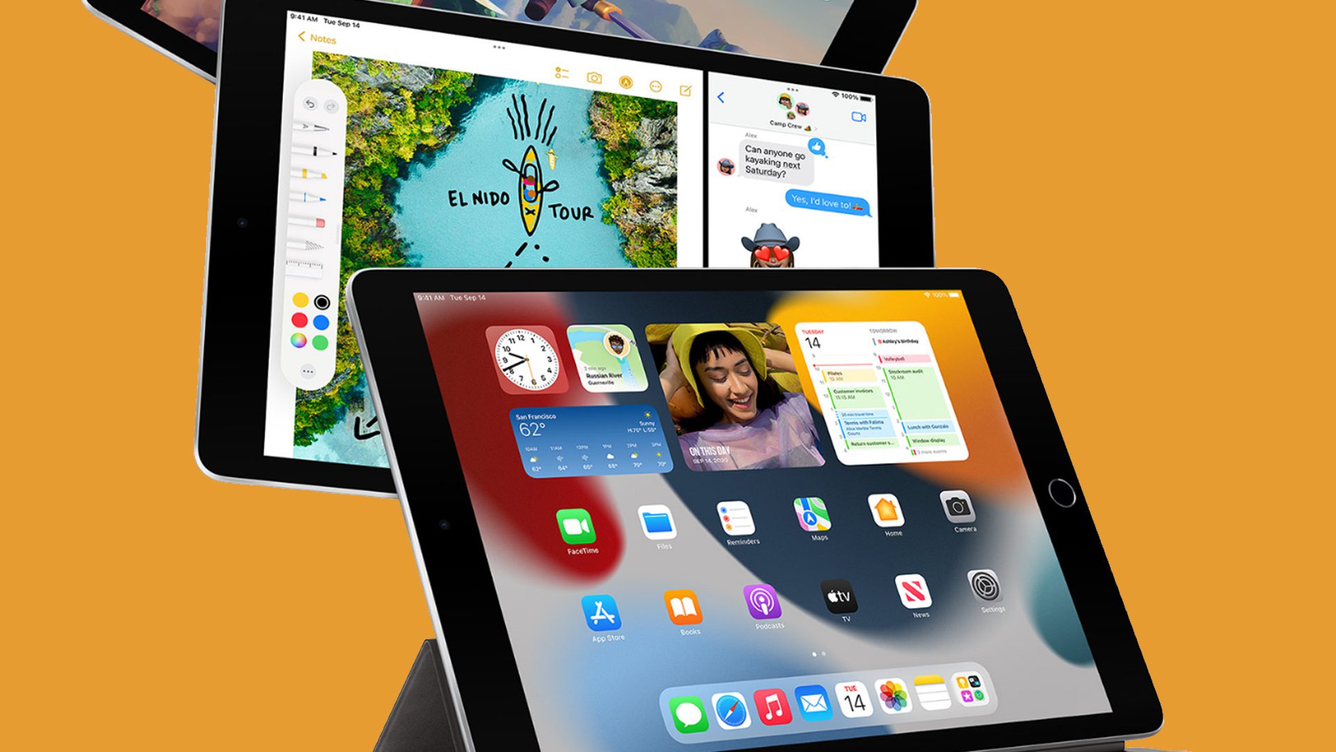 iPad su sfondo arancione