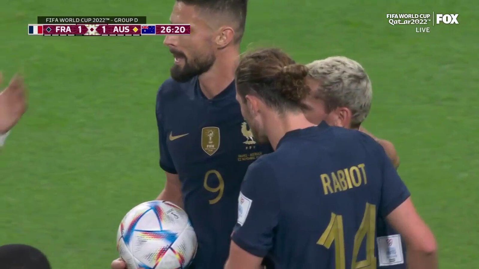 Il francese Adrien Rabiot segna un gol contro l'Australia in 27 minuti  Coppa del Mondo 2022
