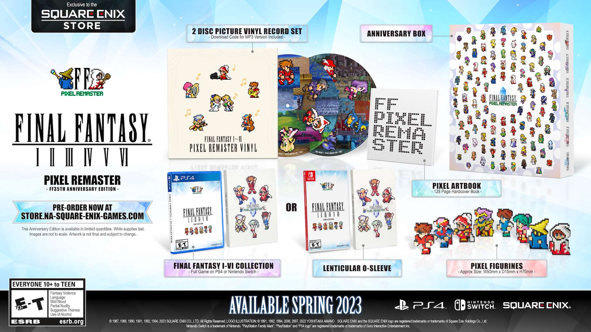 La serie Final Fantasy Pixel Remaster in arrivo su PS4 e Switch nella primavera del 2023